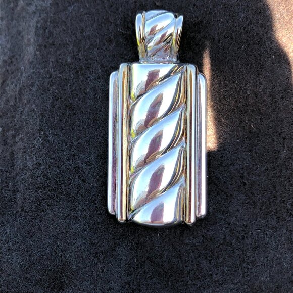 Silver colored oblong pendant 2 in by 1 in - light gold trim - Picture 4 of 9